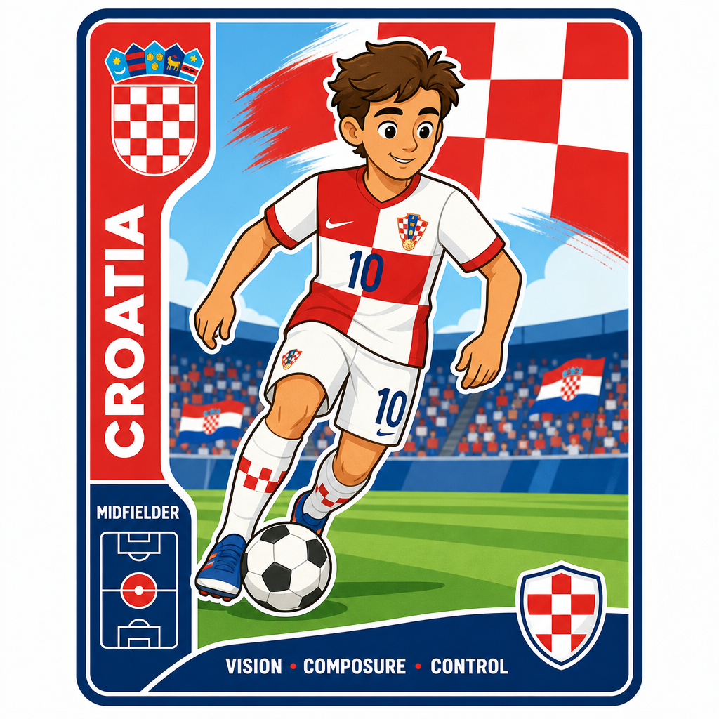 Fan art illustration of a Croatia midfielder