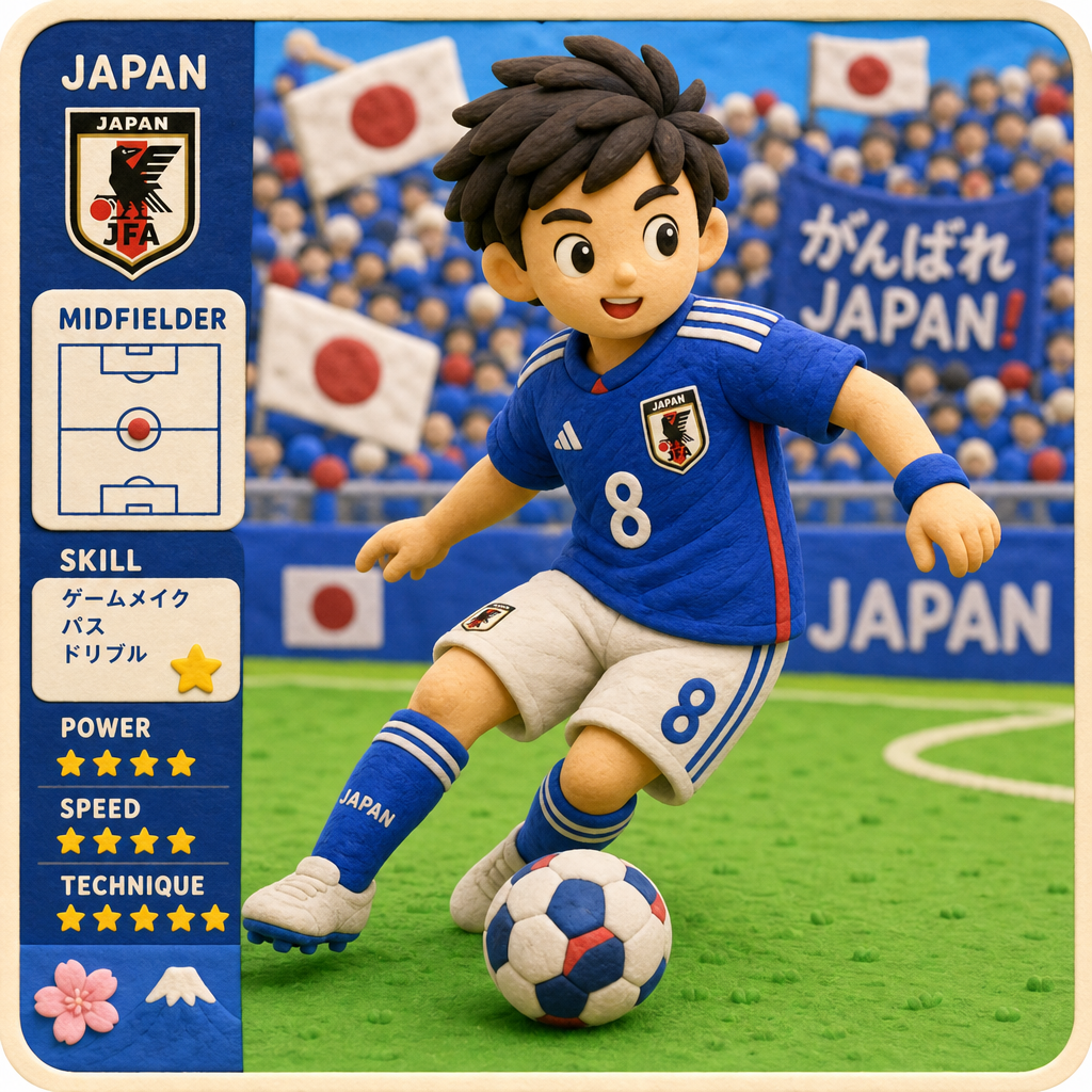 Fan art illustration of a Japan midfielder